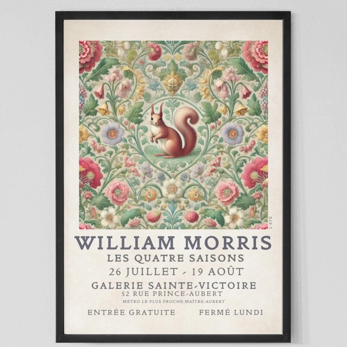 William Morris Summer Red Squirrel Floral Gallery Art Poster