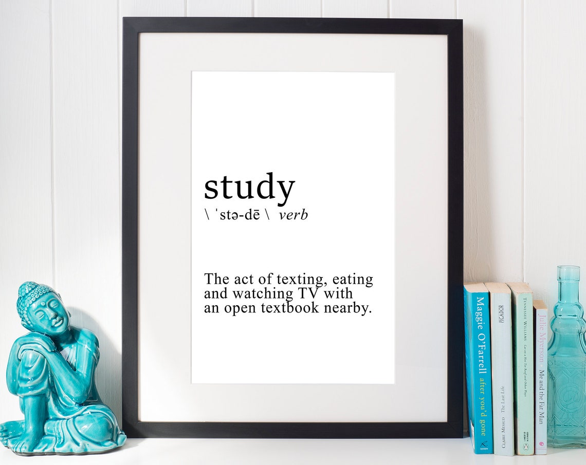 Study Definition Verb Funny Student College Dorm Dictionary Poster - Image 2