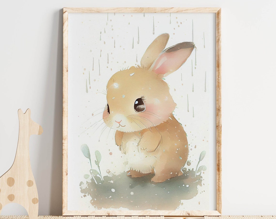 Nursery Wall Art Cute Baby Bunny Print Woodland Nursery Modern Nursery Decor Baby Shower Gift Girls Room Art Boys Room Art Newborn Gift
