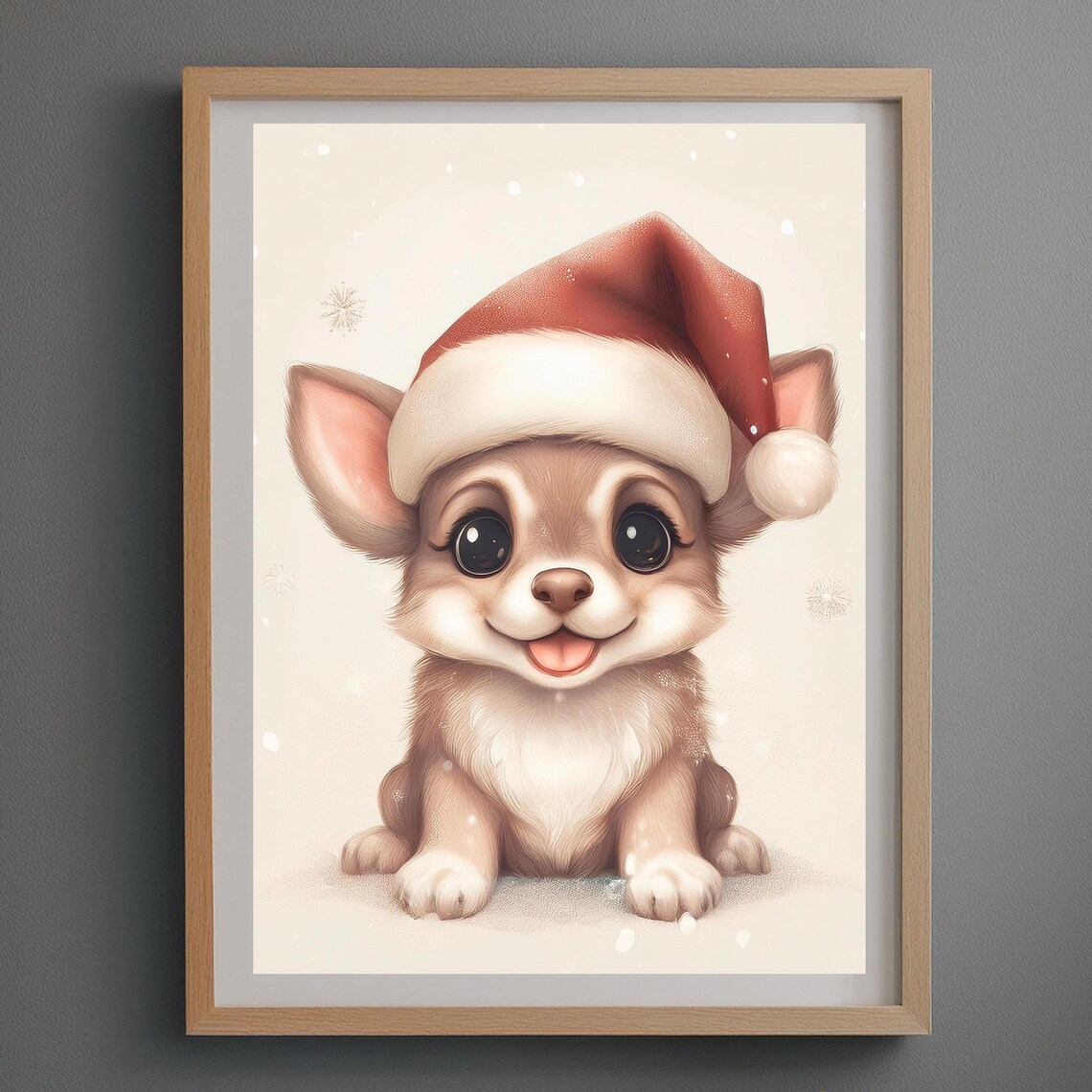 Christmas Chihuahua Puppy in Red Santa Hat Cute Holiday Poster - Image 3