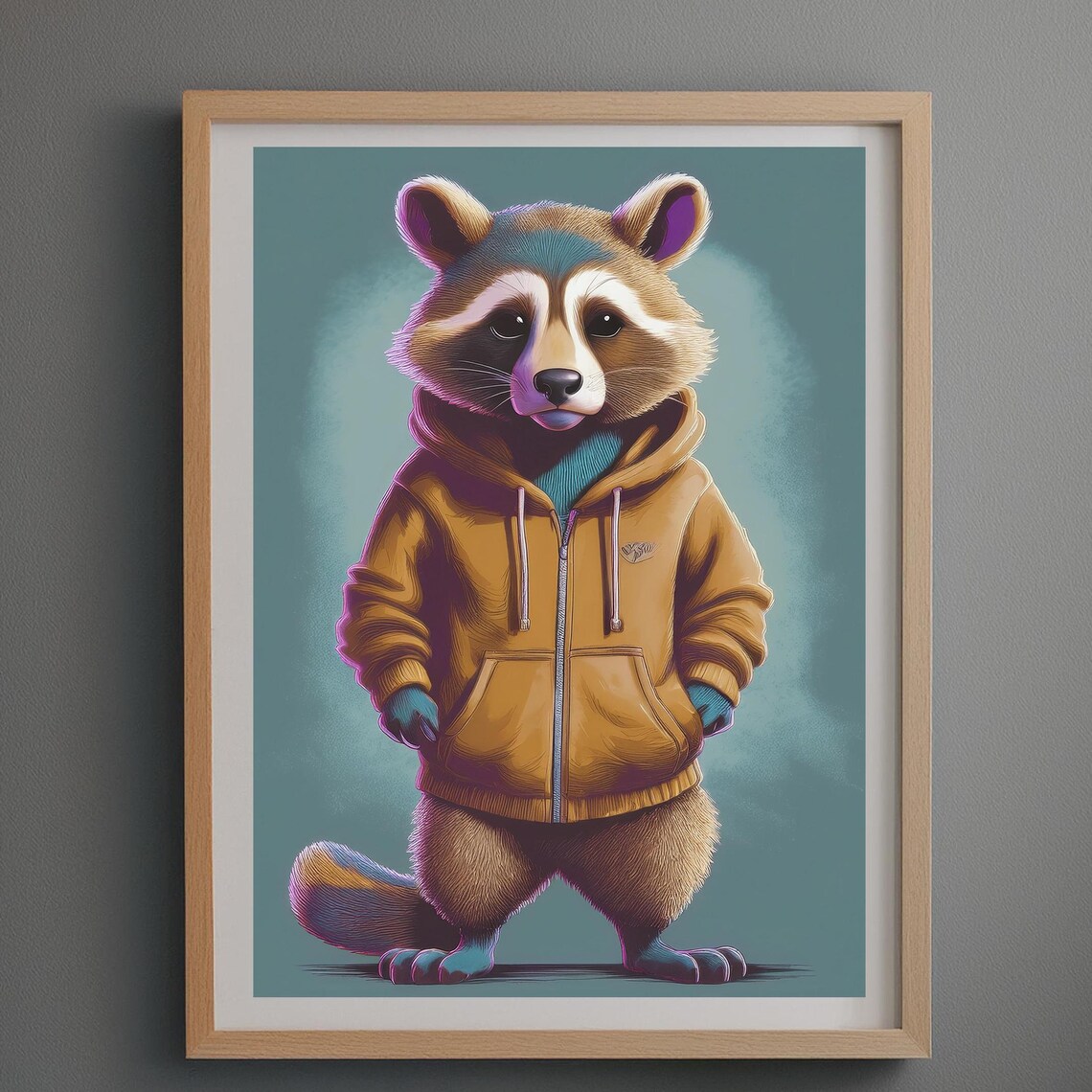 Cool Moose with Sunglasses Colorful Jacket Funny Animal Poster - Image 3