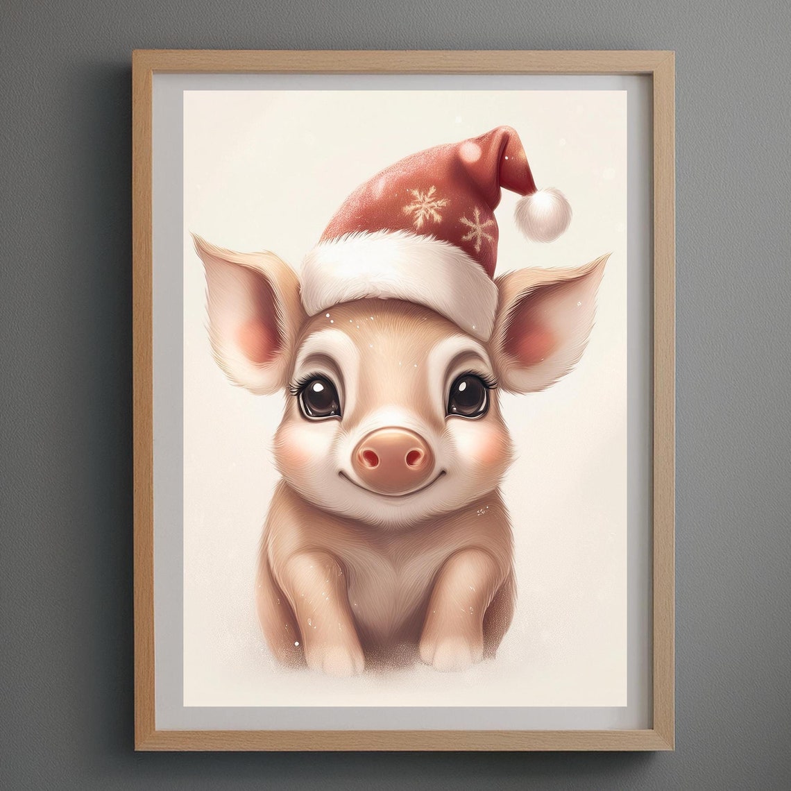 Smiling Christmas Piglet Close-Up Portrait Cute Holiday Poster - Image 3