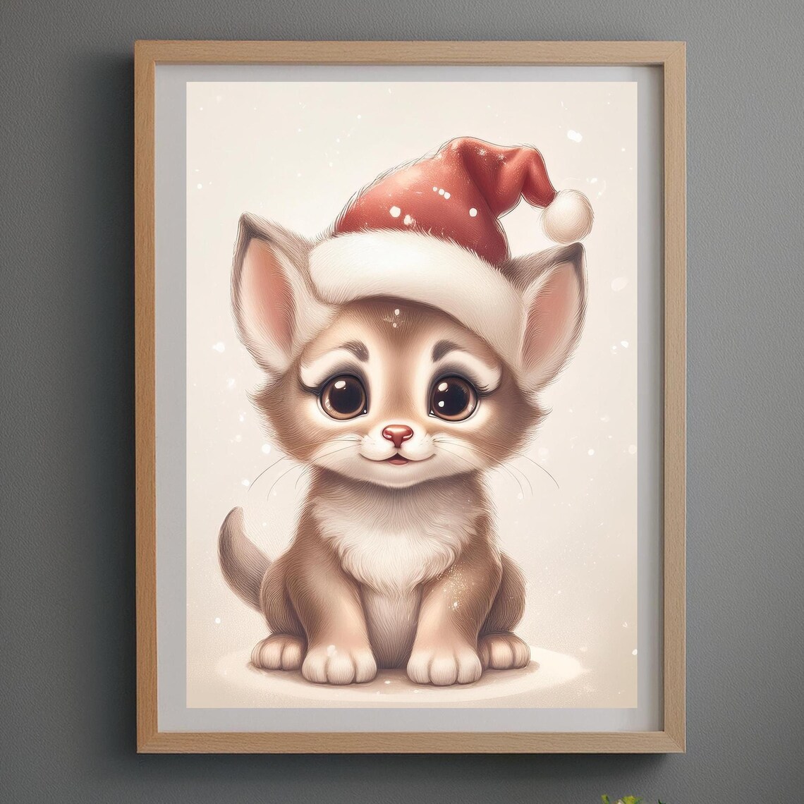 Christmas Kitten Close-Up in Santa Hat Sweet Holiday Portrait Poster - Image 3