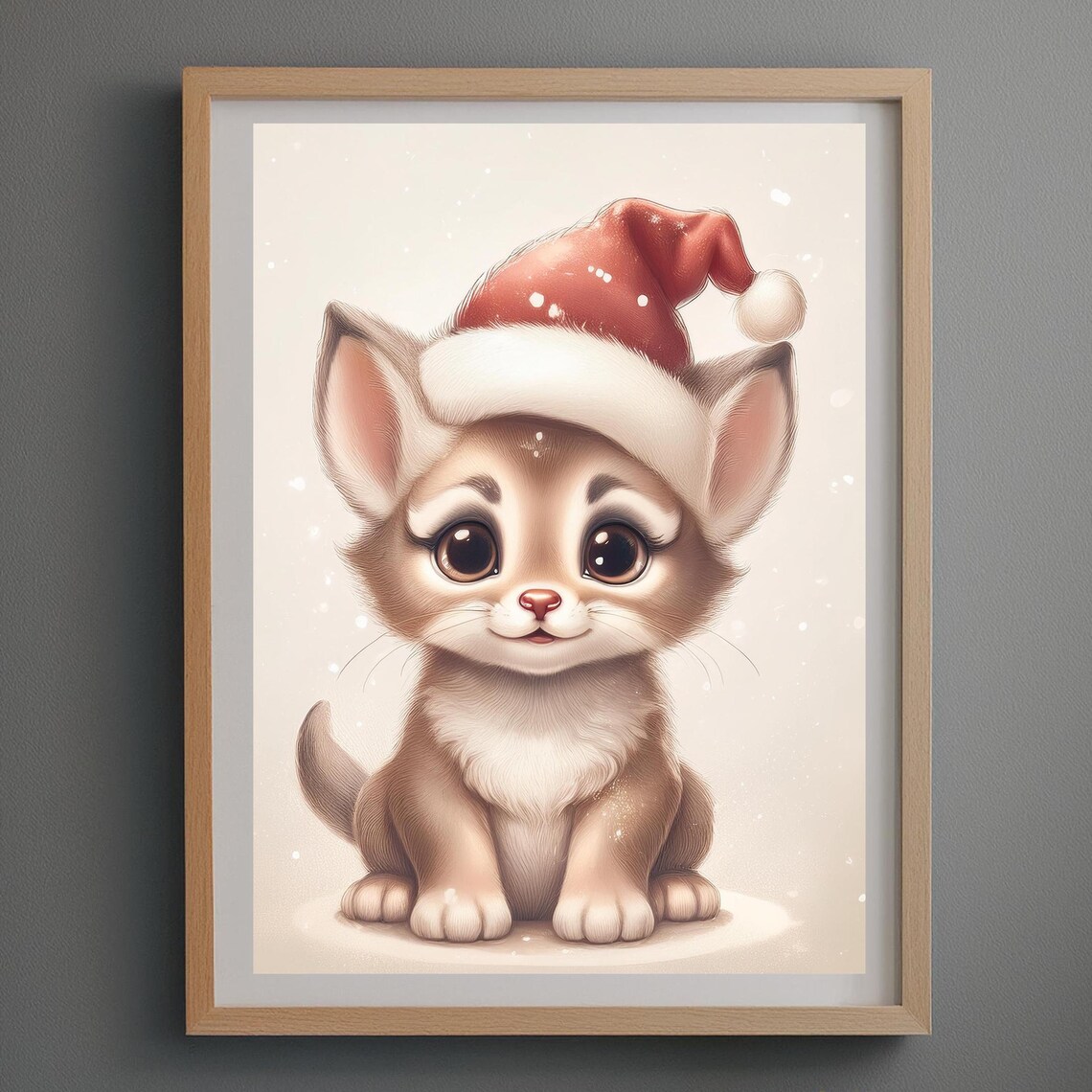 Christmas Kitten in Red Santa Hat Cute Holiday Animal Poster - Image 3