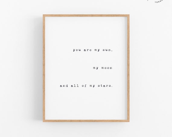 Sun Moon Stars Quote Print Black And White Art Nursery Art Nursery Prints Kids Room Art Modern Wall Art Minimal Nursery Art