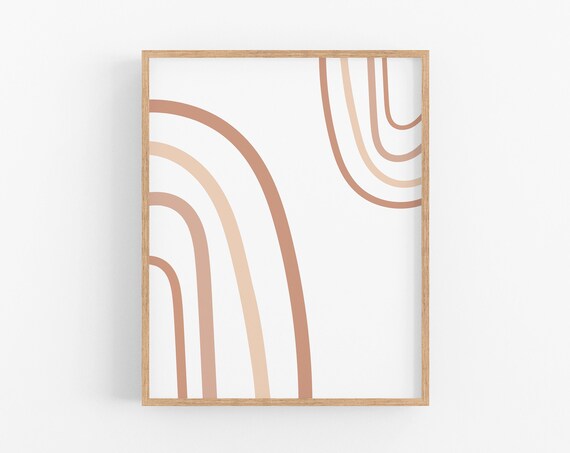 Boho Rainbow Arches Burnt Orange Minimalist Abstract Wall Art