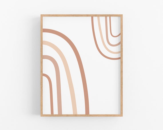 Burnt Orange Rainbow Print Rainbow Art Abstract Print Boho Print Boho Nursery Print Boho Kids Room Art Beige Art Beige Print Decor