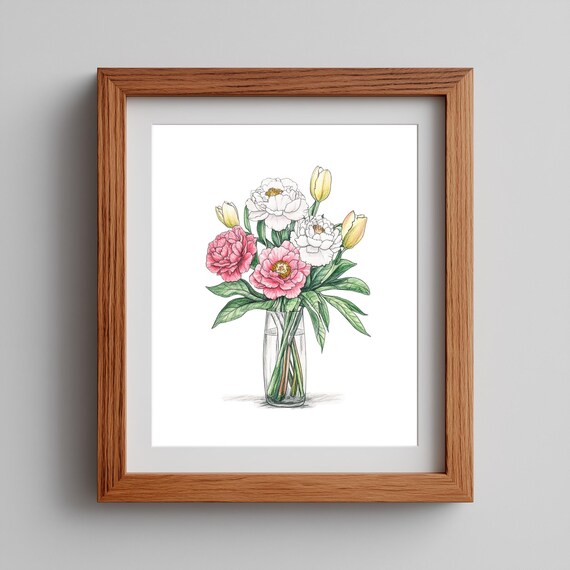 White Tulip Bouquet Wall Art Elegant Spring Floral Painting Minimal Botanical Decor Cottage Bloom 185