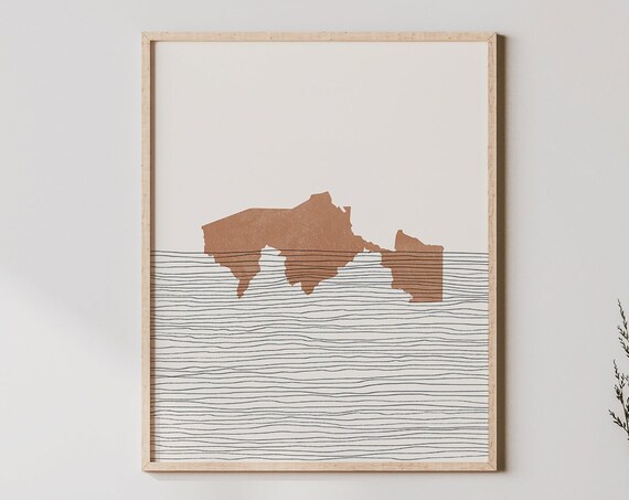 Tabasco Mexico State Map Silhouette Brown Boho Minimalist Wall Art