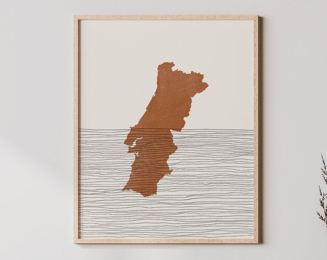 Portugal Print Boho Wall Art And Decor Country Travel Poster Map Silhouette