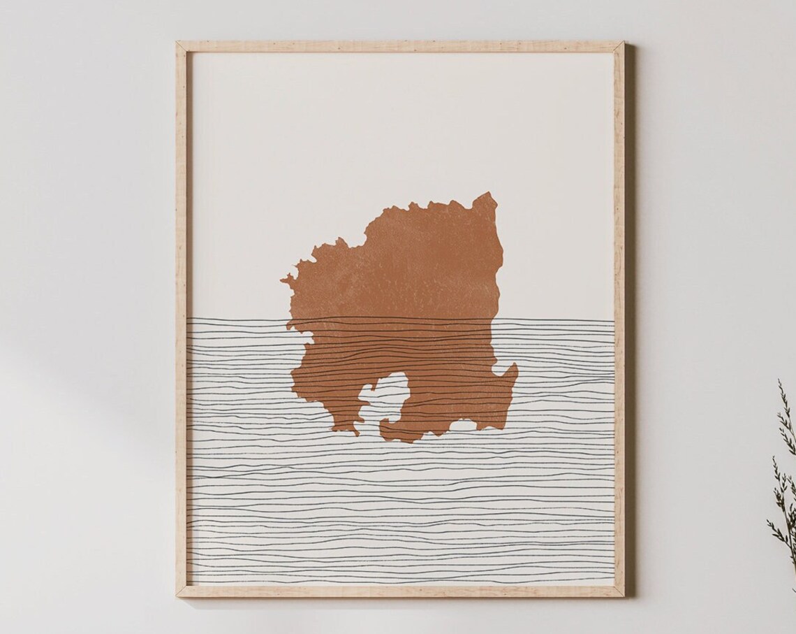 North Gyeongsang Korea Rust Map Minimalist Travel Stylish Wall Art