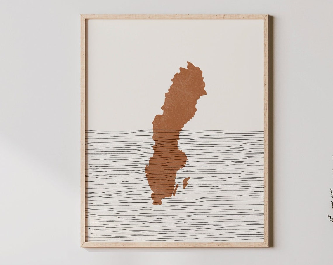Sweden Print Boho Wall Art And Decor Country Travel Poster Map Silhouette