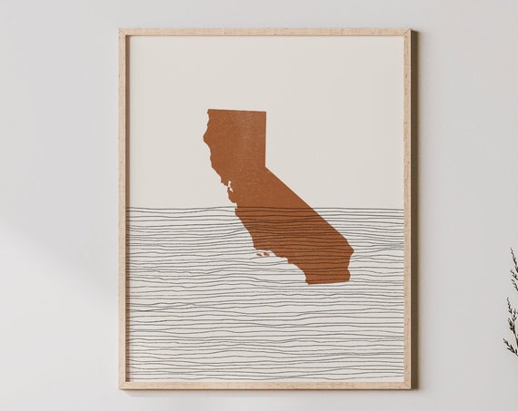 Boho State Map Abstract Wall Art Print