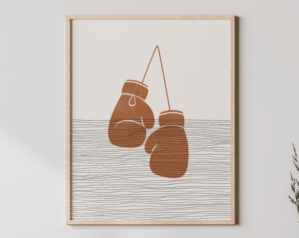 Boho Boxing Gloves Minimalist Poster, Boxer Print