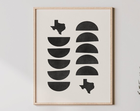 Minimalist Texas Map Silhouette Mid Century Modern Decor Poster