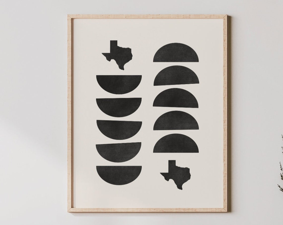 Minimalist Texas Map Silhouette Mid Century Modern Decor Poster