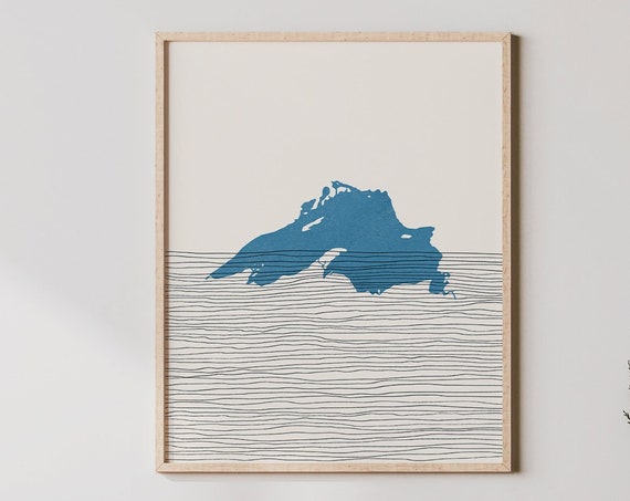 Lake Superior Map Art Print, Boho Minimalist Poster