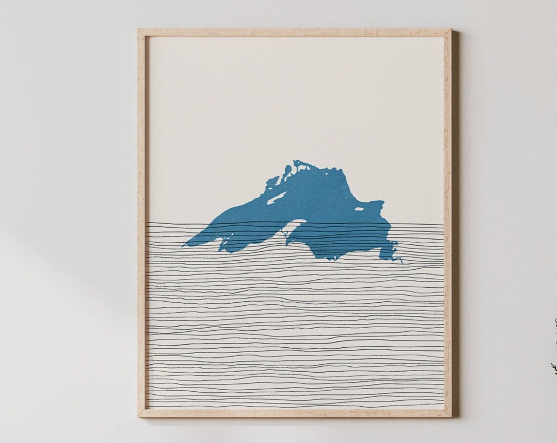 Lake Superior Map Art Print, Boho Minimalist Poster
