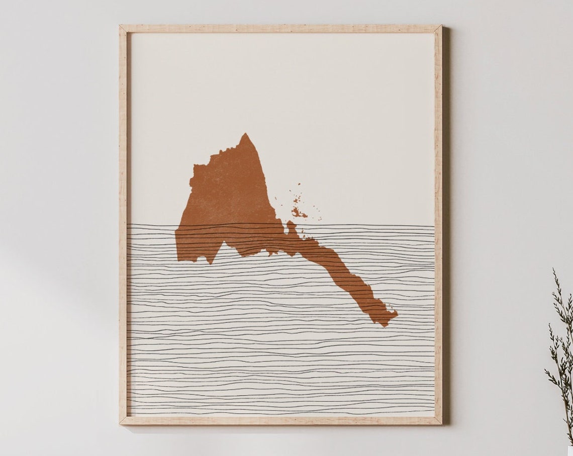 Eritrea Country Map Silhouette Boho Minimalist Travel Wall Poster