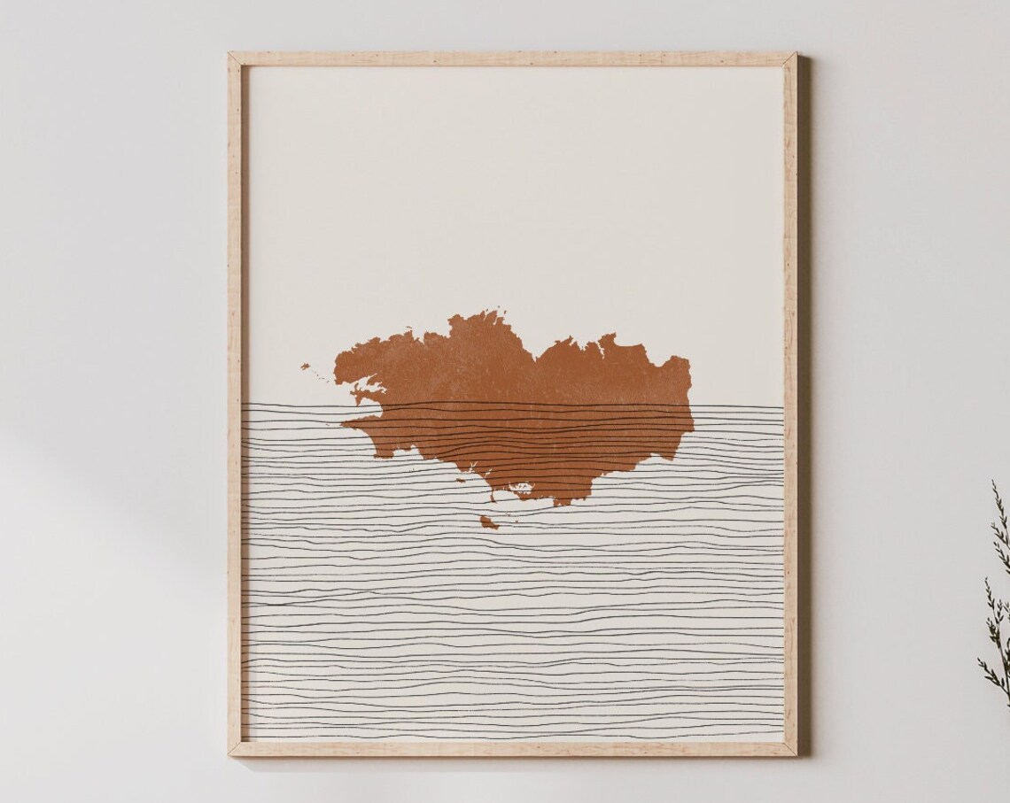 Bretagne French Region Map Art Print, Brittany