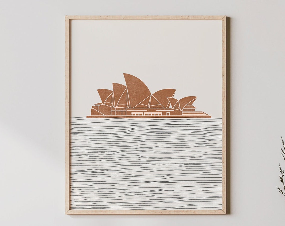 Boho Sydney Opera House Minimalist Line Art Travel Decor Poster