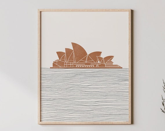 Boho Sydney Opera House Print Wall Art Decor Minimalist Poster Illustration