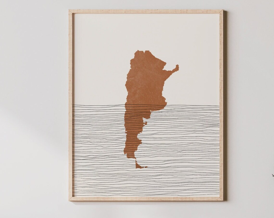 Argentina Boho Travel Poster, Map Silhouette