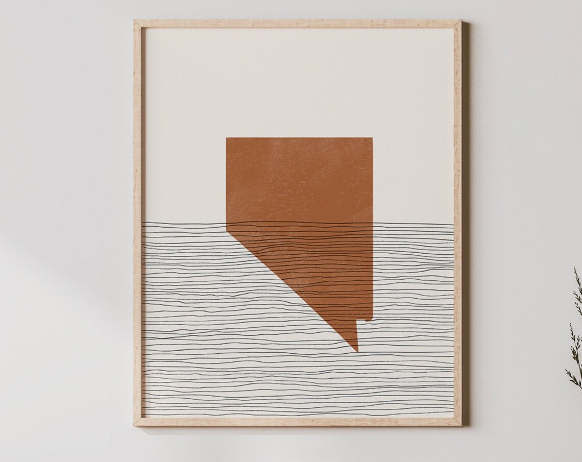 Nevada Boho Mid-Century State Map Art Print