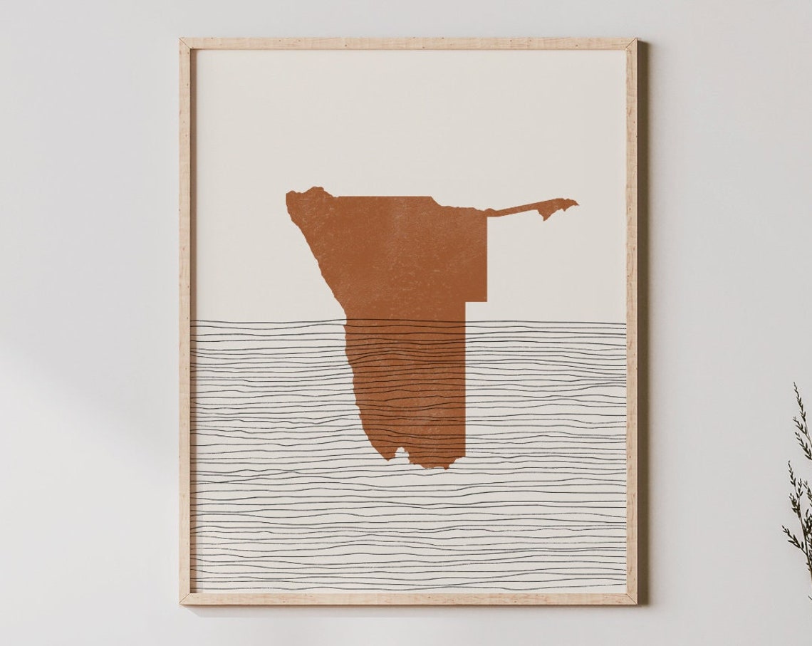 Namibia Country Map Silhouette Boho Africa Travel Wall Poster