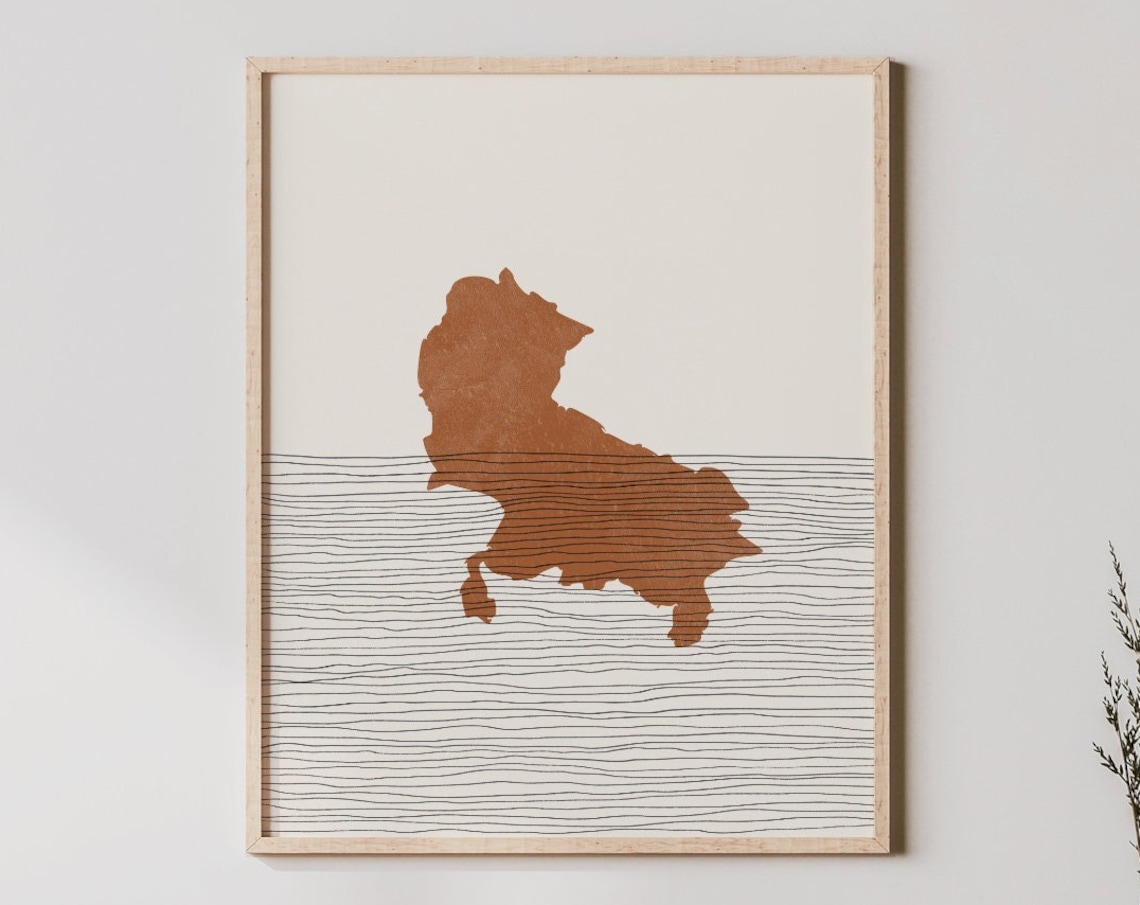 Uttar Pradesh India Map Silhouette Art Print