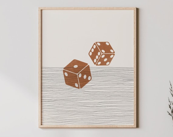 Boho Dice Art Wall Decor Minimalist Die Poster Gambling Print Gift