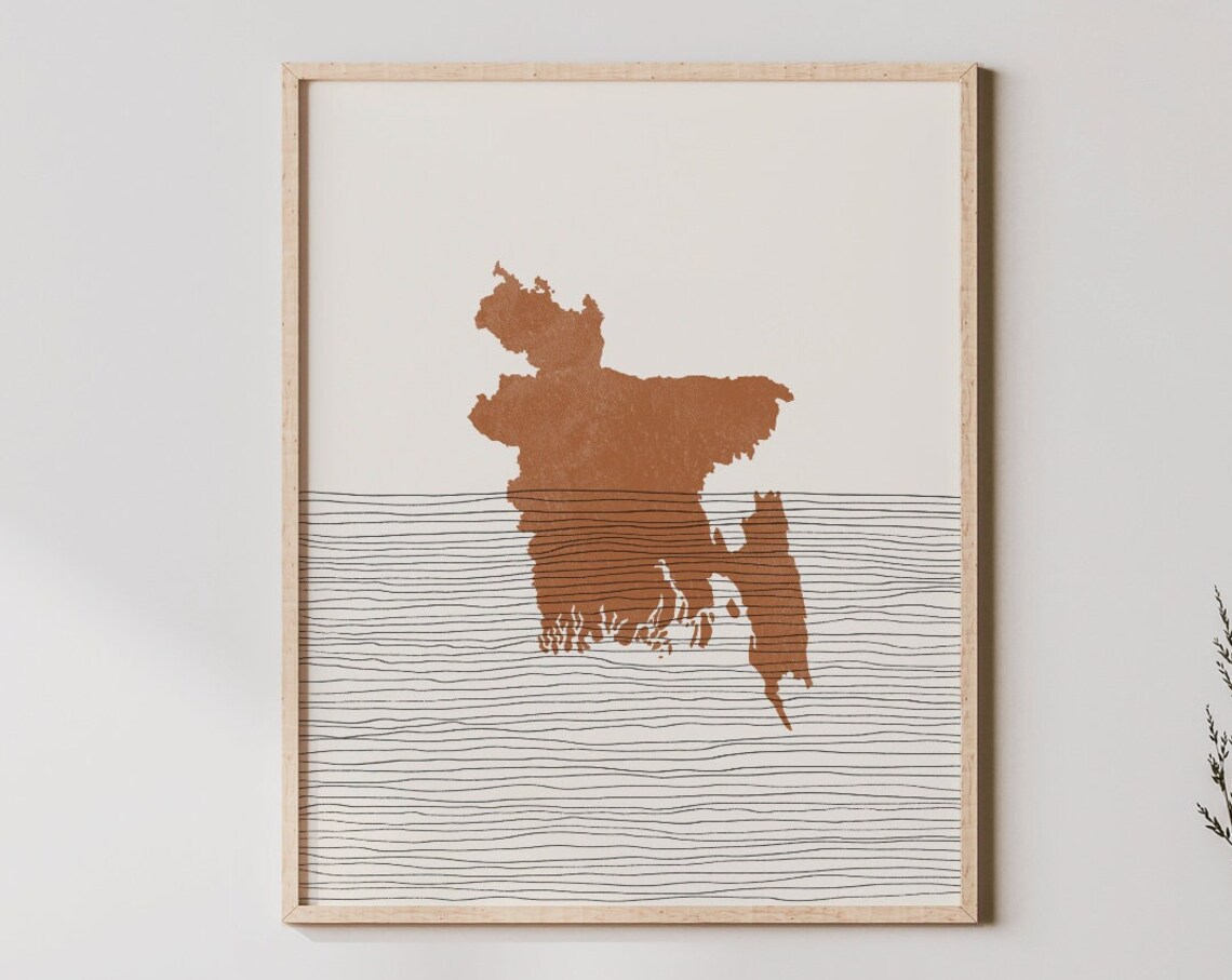 Bangladesh Boho Country Travel Poster, Map Silhouette
