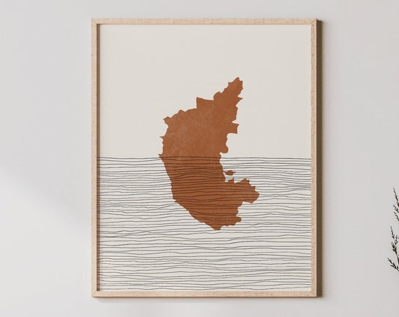 Karnataka India Map Silhouette Art Print