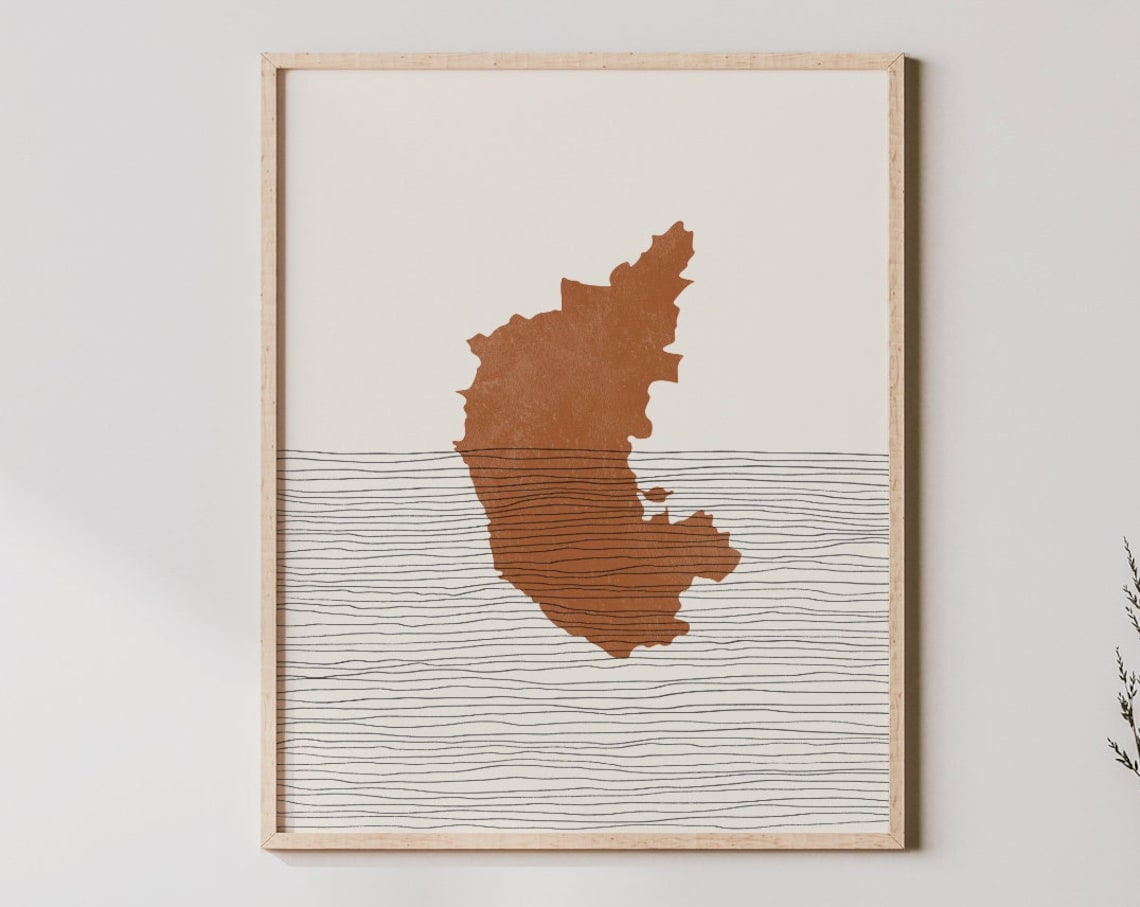 Karnataka India Map Silhouette Art Print