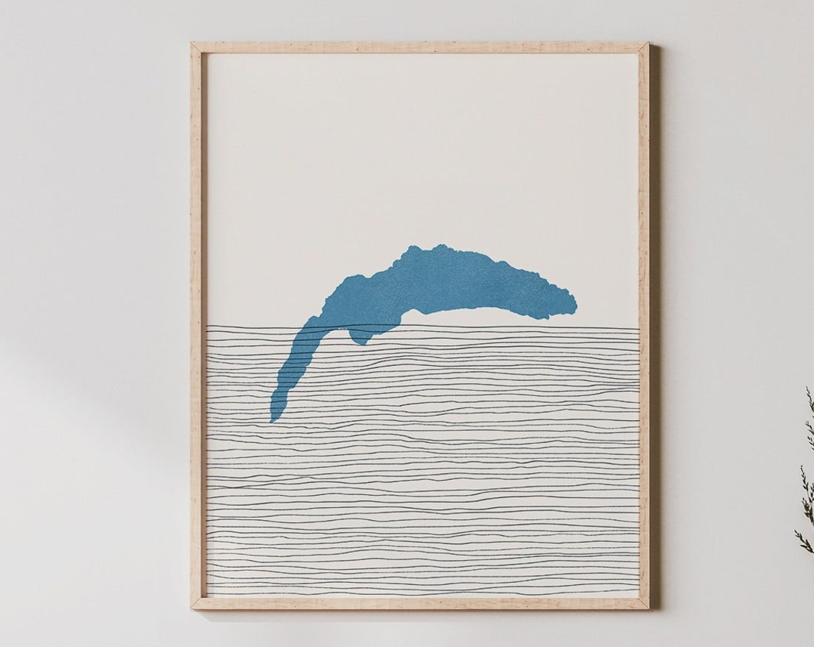 Lake Geneva Art France Swtizerland Boho Travel Poster Minimalist Print Map Artwork