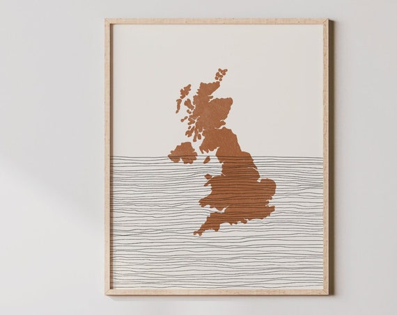 United Kingdom Print Boho Wall Art And Decor Country Travel Poster Map Silhouette