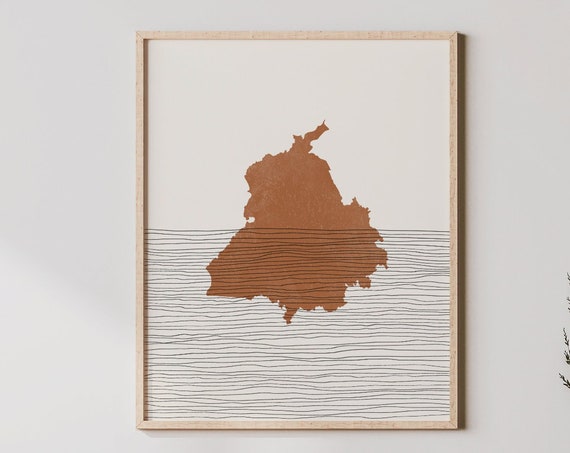 Punjab India Map Silhouette Travel Poster