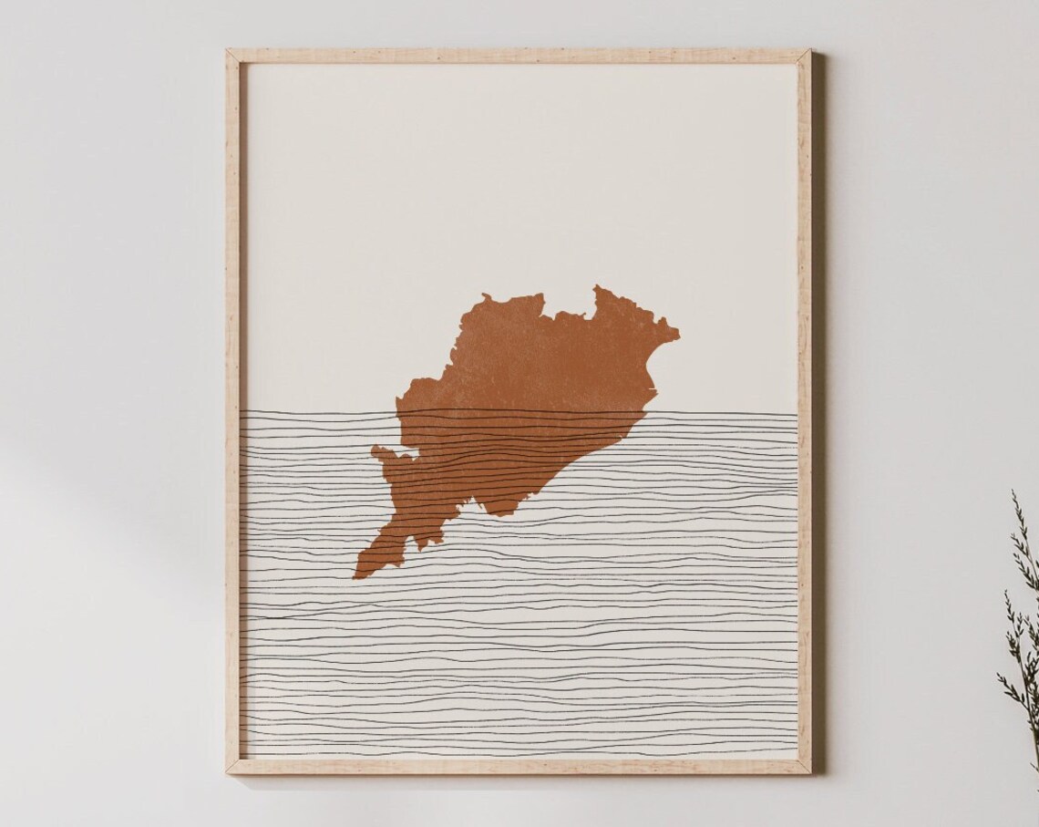 Odisha India Map Silhouette Travel Poster