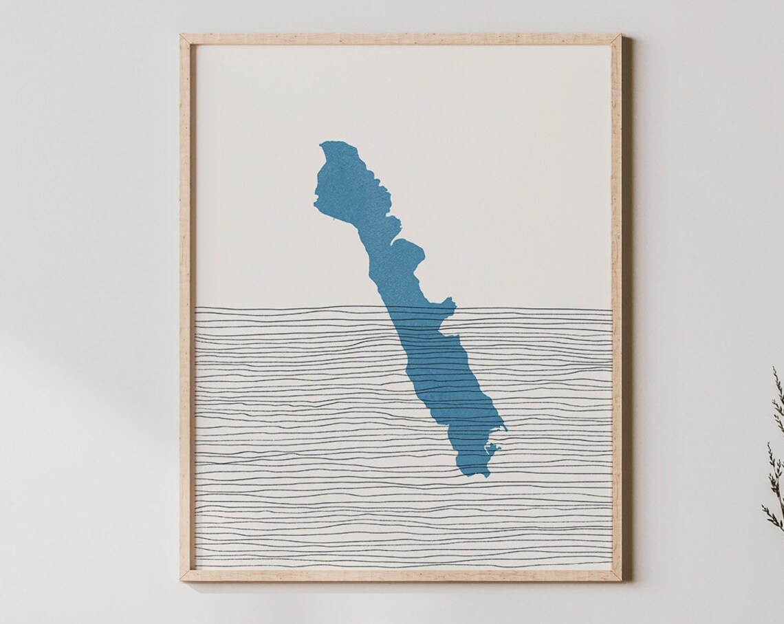 Bassenthwaite Lake Silhouette Minimalist Blue Map Art Travel Poster