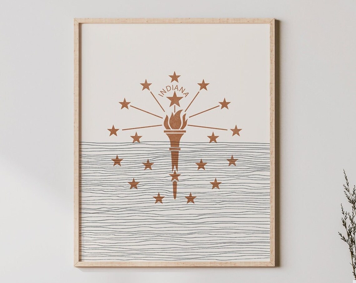 Boho Indiana Logo Art Print, Minimalist Flag