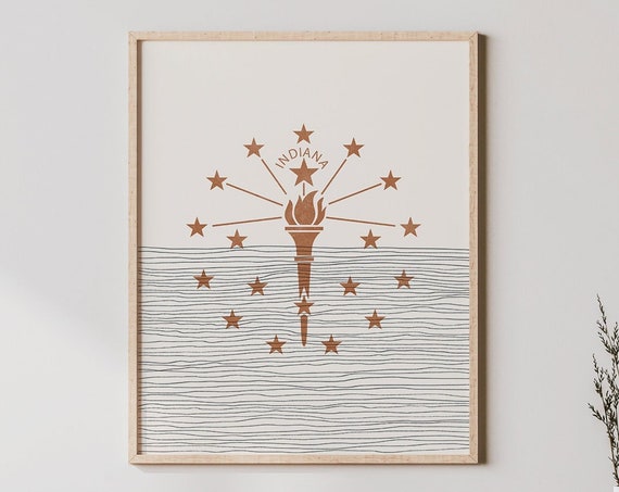 Boho Indiana Logo Art Print, Minimalist Flag