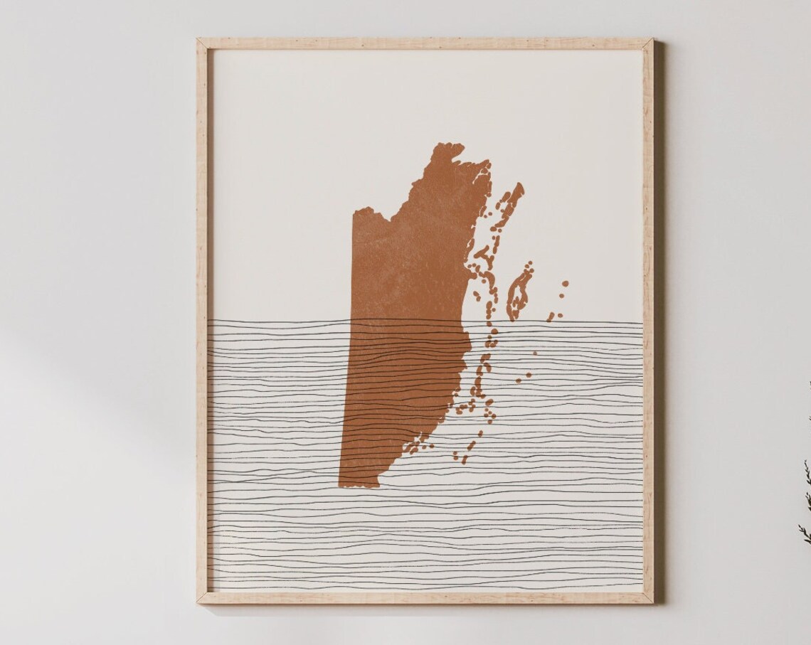Belize Boho Travel Poster, Map Silhouette
