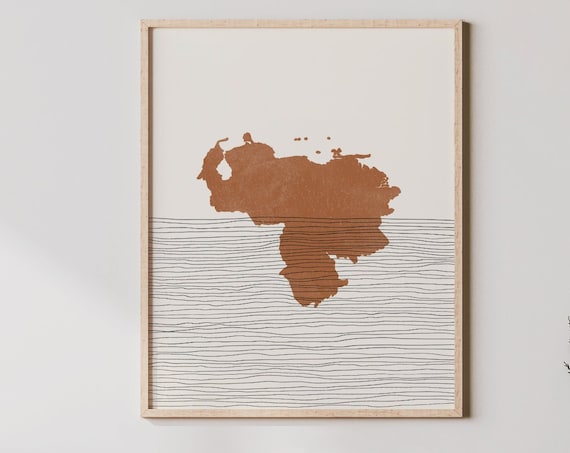 Venezuela Boho Travel Poster, Country Map Silhouette