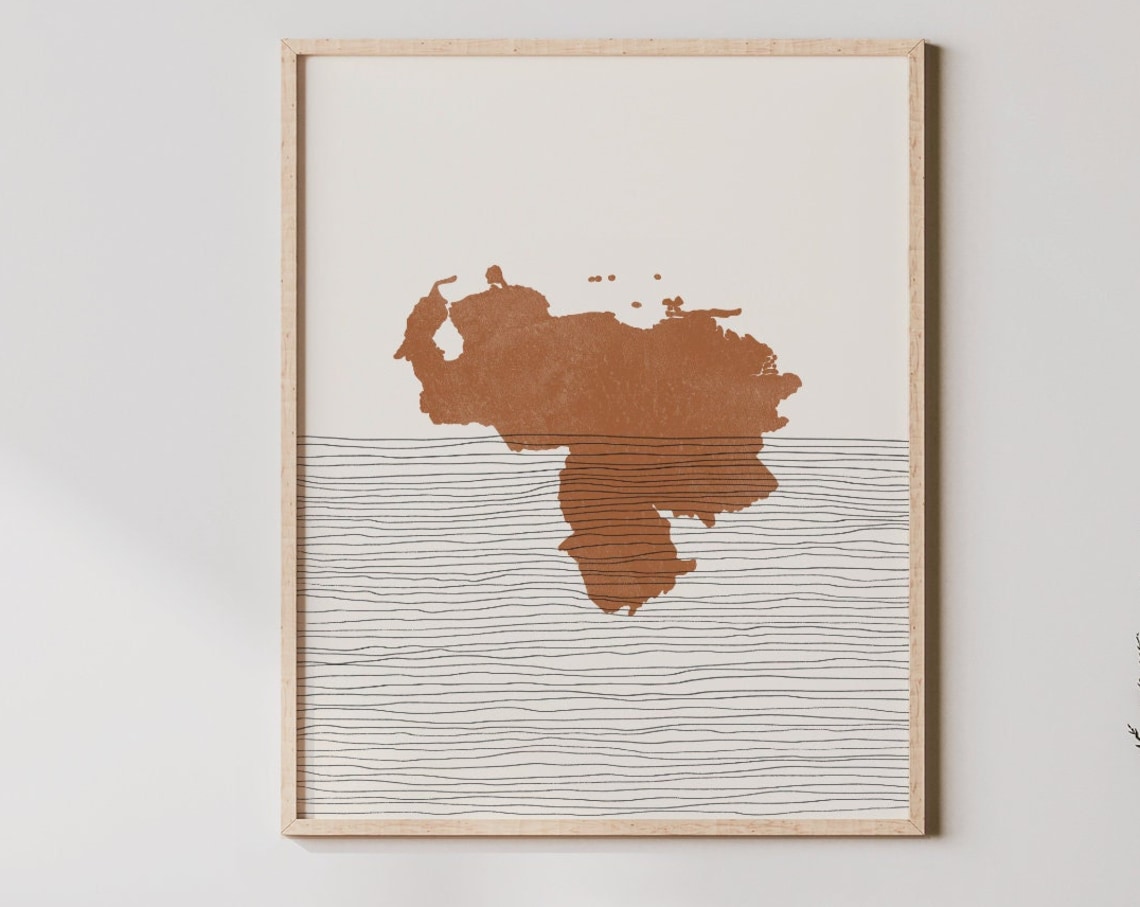 Venezuela Boho Travel Poster, Country Map Silhouette