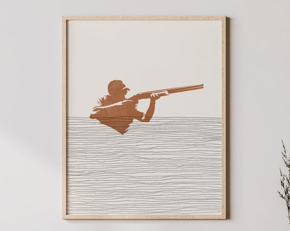 Boho Skeet Shooting Art Wall Decor Minimalist Shooter Poster Boy Print Gift