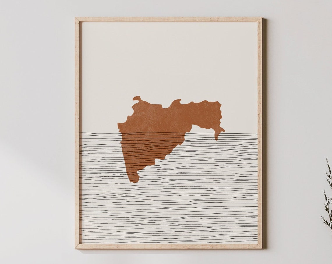Maharashtra Art India Map Silhouette Wall Decor State Of Print