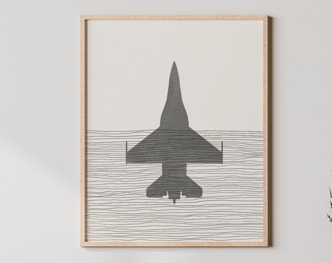 Boho F16 Falcon Illustration Minimalist Art Print