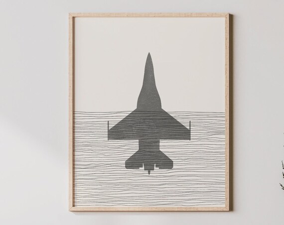 Boho F16 Falcon Illustration Minimalist Art Print