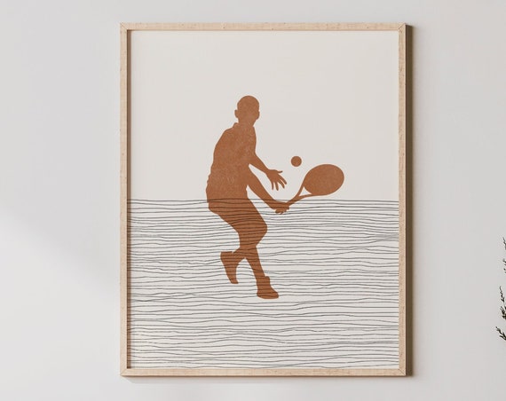 Boho Tennis Art Wall Decor Minimalist Player Poster Boy Print Gift