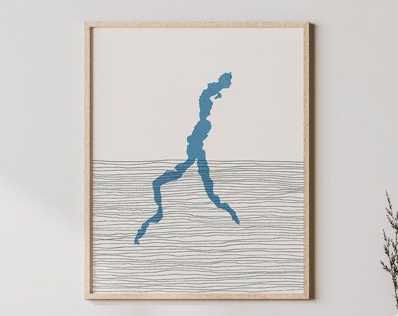 Lake Como Art Italy Boho Travel Poster Minimalist Print Map Artwork